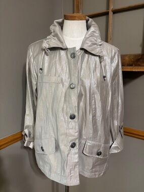 Ruby Rd. Jacket GOLD METALLIC Light Weight Button Down jacket. Size 16